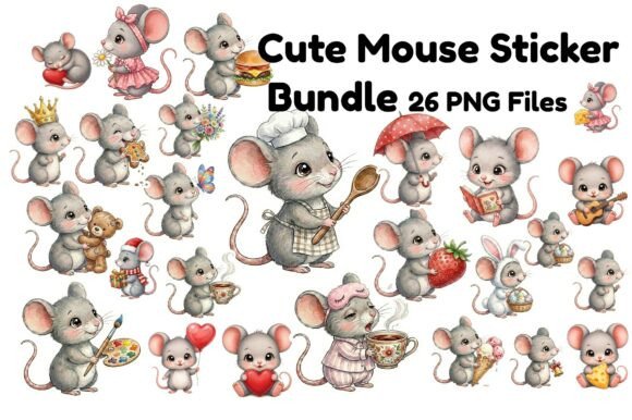 26 Cute Mouse Sticker Kawaii Clipart