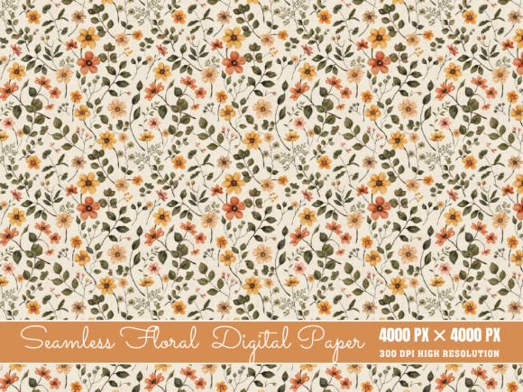 Beige Wildflower Floral Pattern