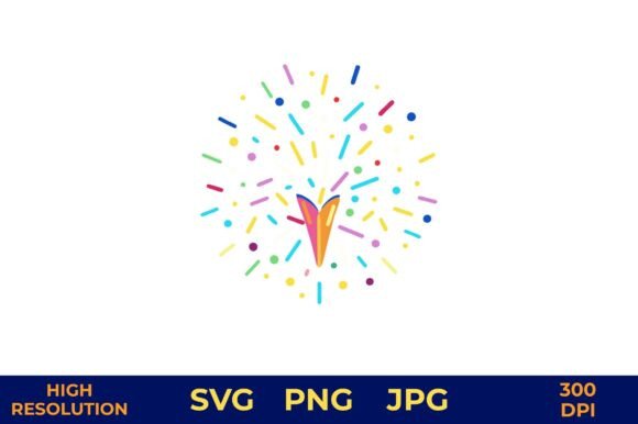 Confetti Burst in Solid Color Vector Art