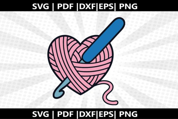 Crochet Hook Heart SVG Cricut Cut File