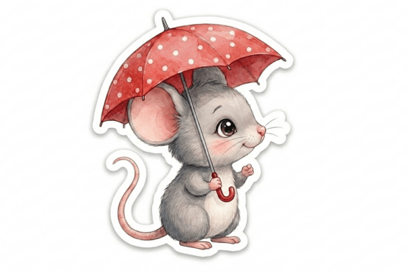 Cute Mouse with Umbrella Sticker PNG: A Versatile Design for Creative Projects