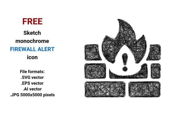 FREE Sketch Firewall Alert Icon: Scalable, Artistic Security Visuals for Modern Digital Projects