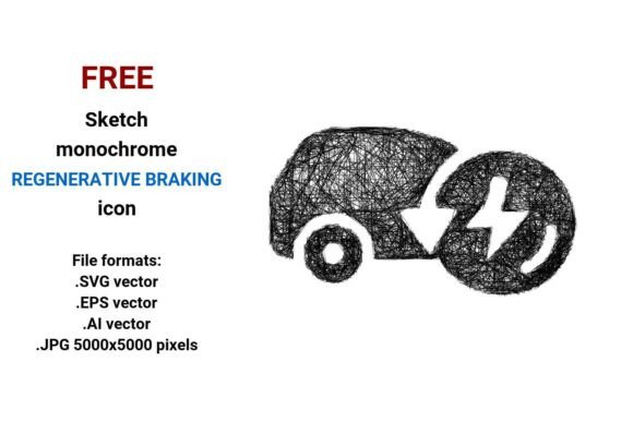 FREE Sketch Regenerative Braining Icon: A Scalable, Artistic Resource for Energy Recovery Design
