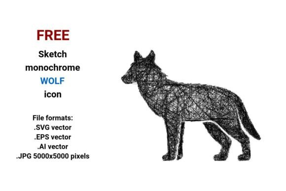 FREE Sketch Wolf Icon: Raw, Expressive & Scalable