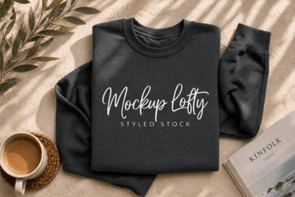 Gildan 18000 Dark Grey Flat Lay Mockup