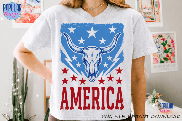 Patriotic Bull Skull PNG
