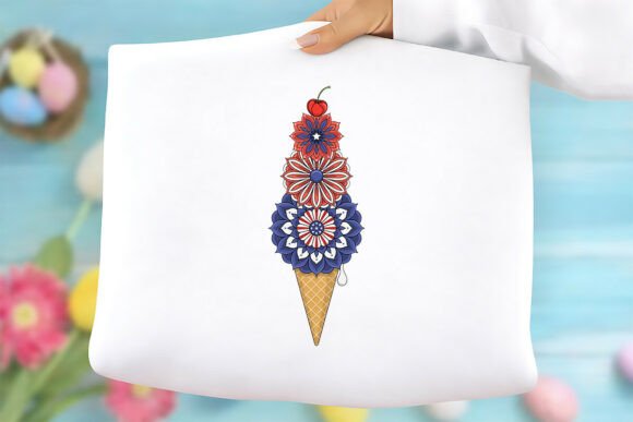 Patriotic Floral Ice Cream Free PNG