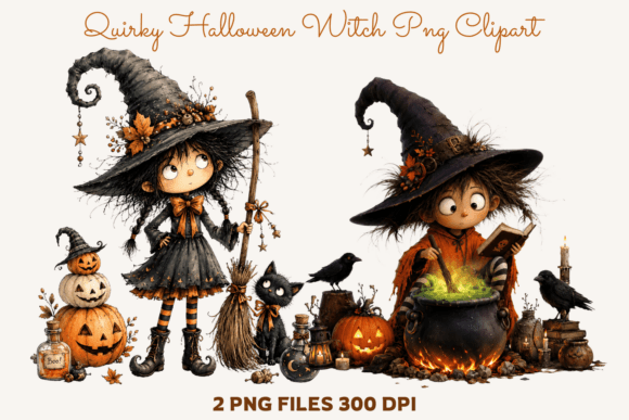 Quirky Halloween Witch PNG Clipart