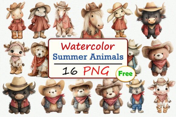 Quirky Summer Animals PNG Set