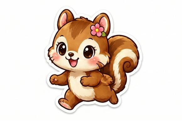 Running Baby Squirrel Sticker PNG: Playful, Versatile Digital Art for Creative Projects