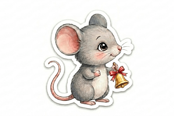 The Christmas Mouse with Bell Sticker PNG: A Versatile Design for Creative Projects