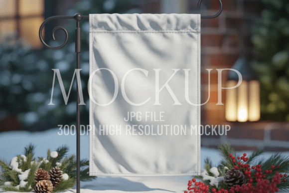 Winter Christmas Garden Flag Mockup